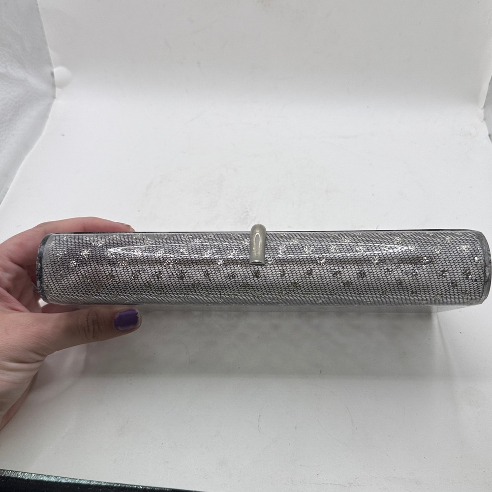Vtg Wilardy Lucite Clutch Purse Clear Silver Confetti Acrylic 50s 60s Glitter - Picture 9 of 16